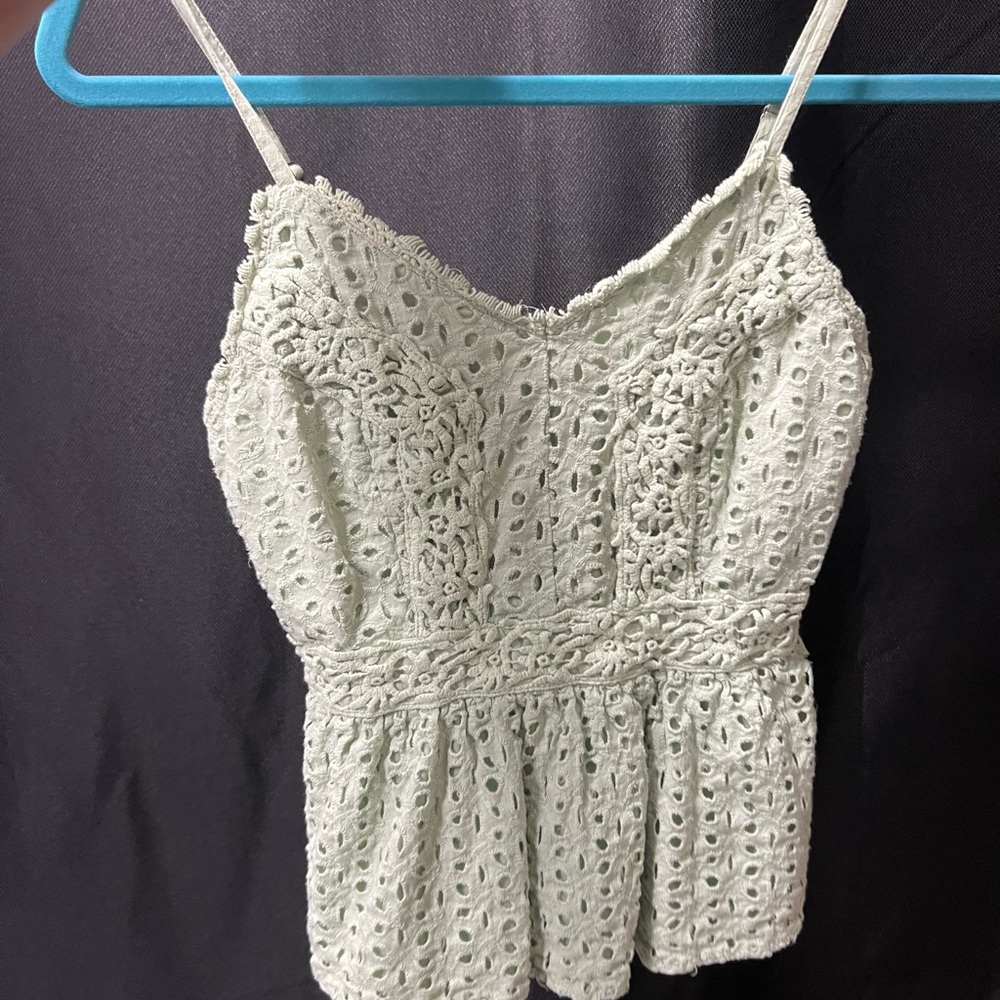 Japna Light Green Eyelet Camisole